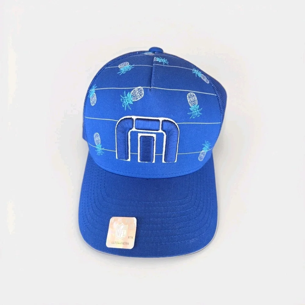 Travis Mathew Flexfit Sponsership Yupoong Snapback Trucker Hat Blue OSFA
